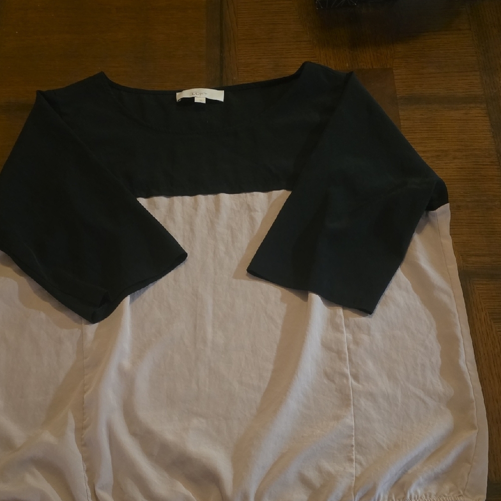 Vince Two-Tone Black and Cream Blouse